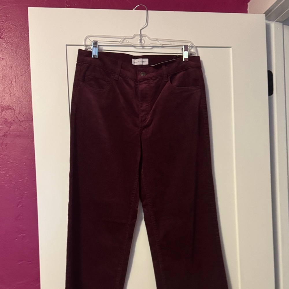 LOFT Deep Red Corduroy Trousers